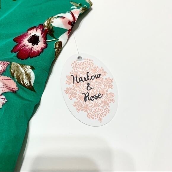 Harlow & Rose Green & Pink Floral Front Tie Sleeveless Blouse Size Small NWT - Picture 8 of 13
